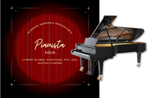 Pianista solo na czarnym fortepianie