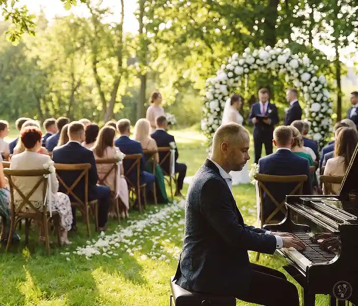 Ślub w ogrodzie z fortepianem